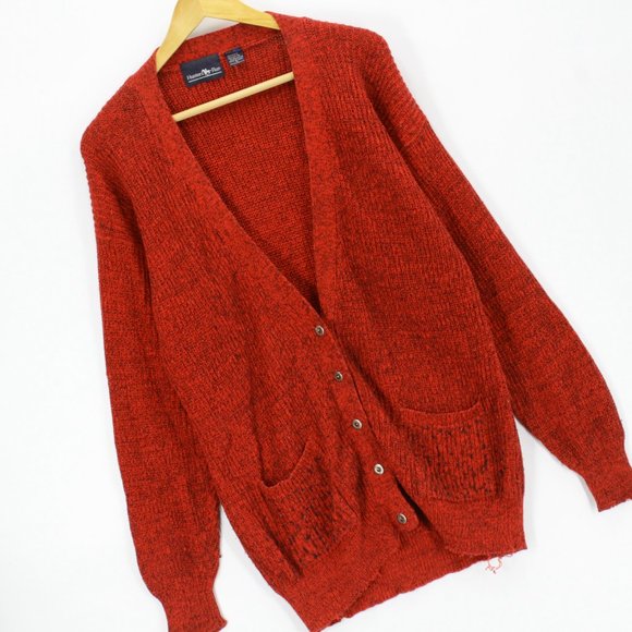 Hunters Run Cardigan Sweater Women's Red Oversized Long Sleeve Button V Neck S - Picture 2 of 8